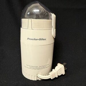 Proctor Silex White Coffee bean and Spice Grinder with self-storing cord, tested